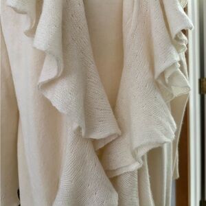 Saks Fifth Avenue Cream Ruffle Cardigan